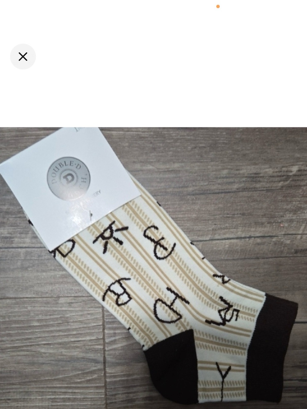 Double D Ranch Cream and Brown Western Motif Ankle Socks